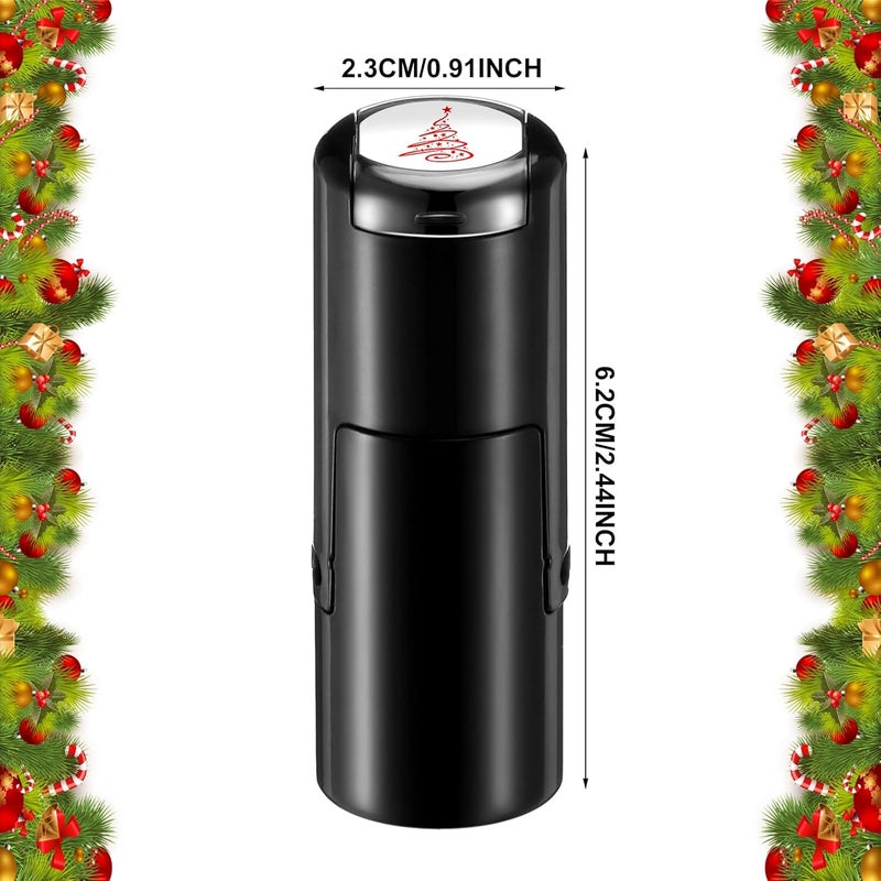 Supervitae 2 Pack Christmas Tree Print Stamps Ink Stamper Mini Red Self Inking Stamps for Party Activities Craft Supplies - Image 2